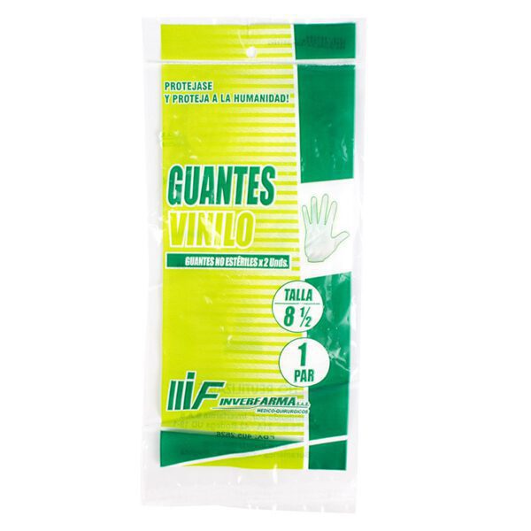 GUANTE EXAMEN VINILO INVERF.T.8 1/2 2UDS