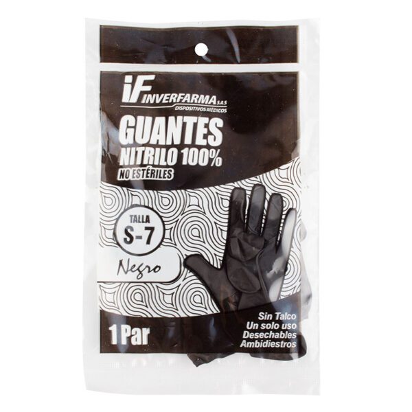 GUANTE DE NITRILO NEGRO S 2 UDS INVERF.