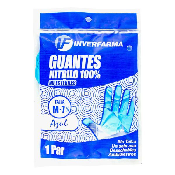 GUANTE DE NITRILO AZUL M 2 UDS INVERF.