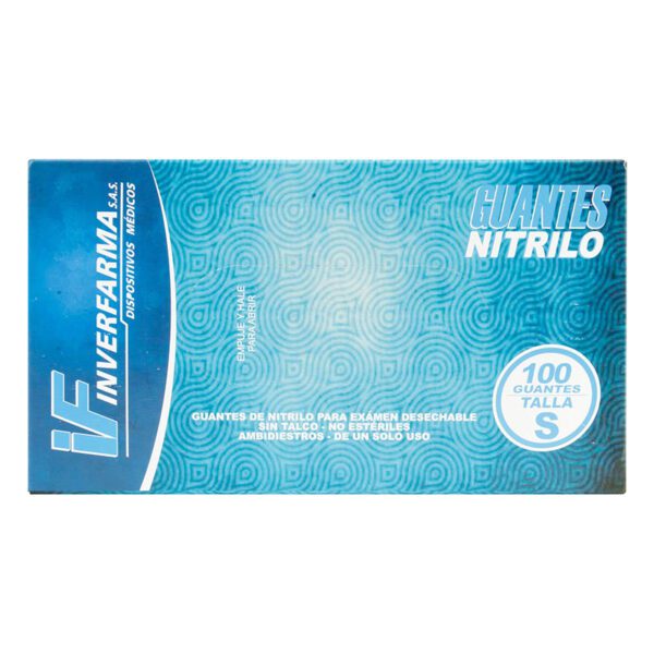 GUANTE DE NITRILO AZUL S 100 UDS INVERF.