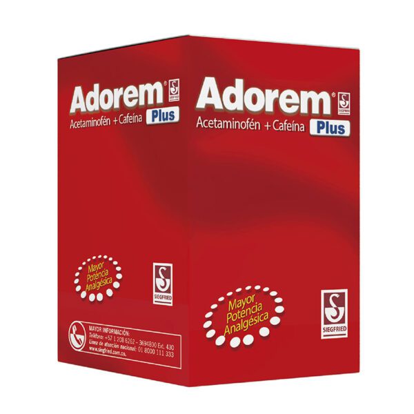 ADOREM PLUS ACETAMINOFEN+CAFEINA 100TBS